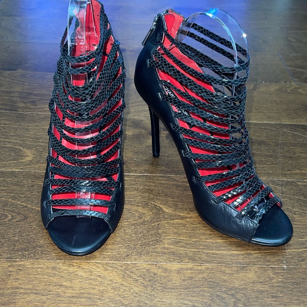 Charles Jordan cage strapped heels